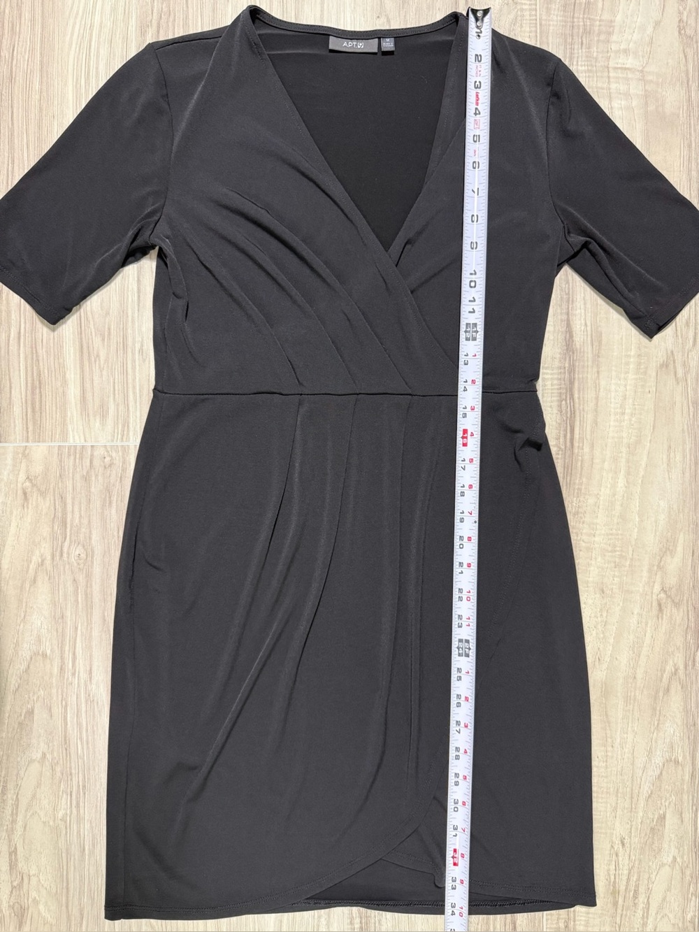 Apt. 9 Black Faux-Wrap V-Neck Midi Dress with Short Sleeves - Picture 8 of 10